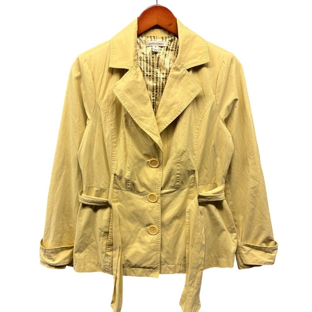 John Paul Richard Belted Trench Jacket Womens S Yellow Business Casual
